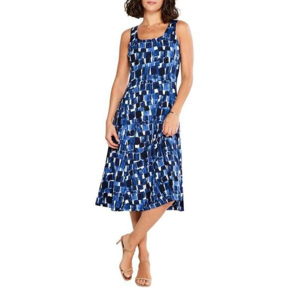 NIC+ZOE Dress Artist Blocks Blue Sleeveless Womens Small